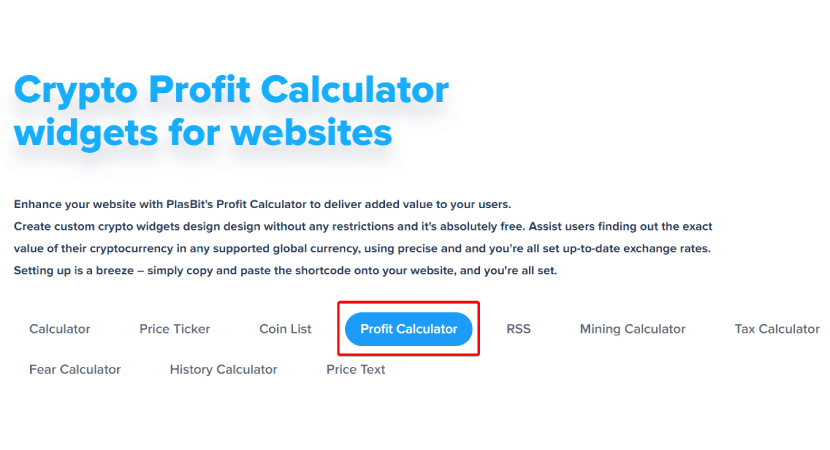 select profit calculator widget