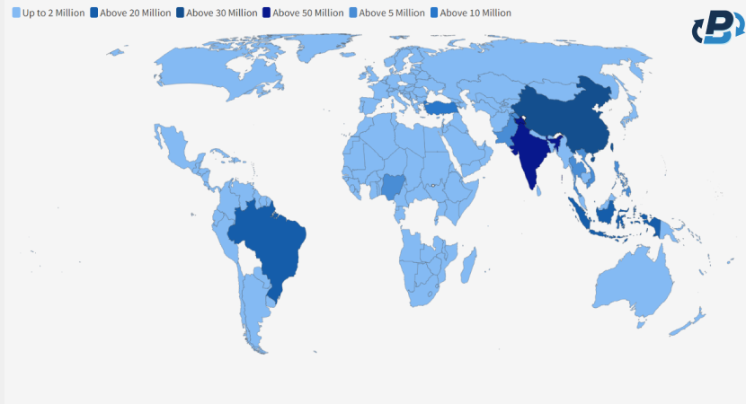 Heatmap Chart illustrating Bitcoin Adoption by Country