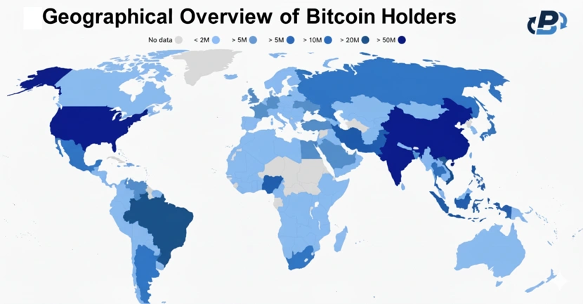 A geographical overview of Bitcoin holders around the world
