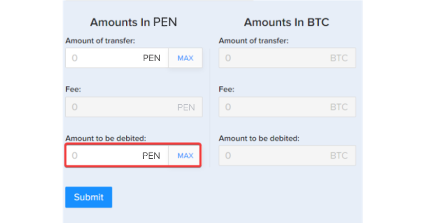 Amount to be debited