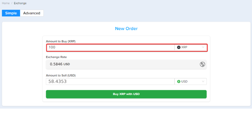 6. Select XRP and choose the amount to buy