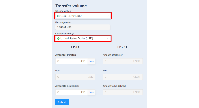 exchange USDT to bank account
