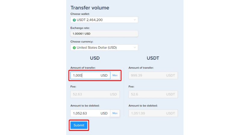 exchange USDT to bank account